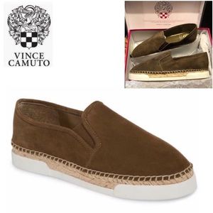 NIB Vince Camuto Suede Slip-On Sneaker Olive Army Green